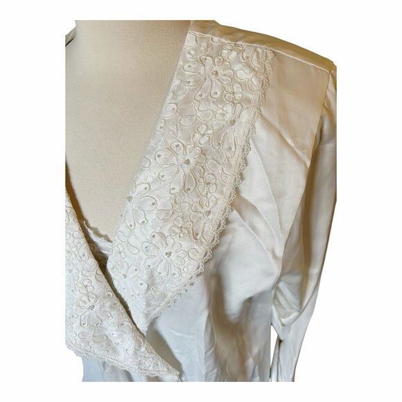 Delicates VTG Peignoir Silky Nightgown & Robe Set Sz L Ivory Lace - Picture 8 of 9